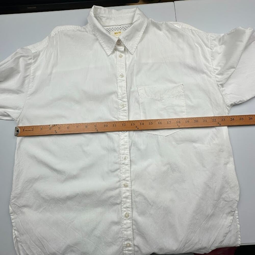 Maeve Anthropologie Top Womens Medium White Button Up Long Sleeve Preppy Career - Picture 9 of 12